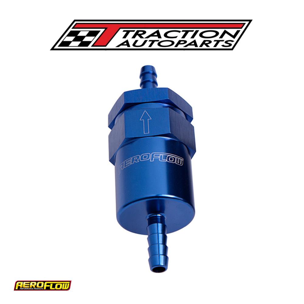 Billet Fuel Filter 3/8" Barb Blue 30 Micron Bronze Filter