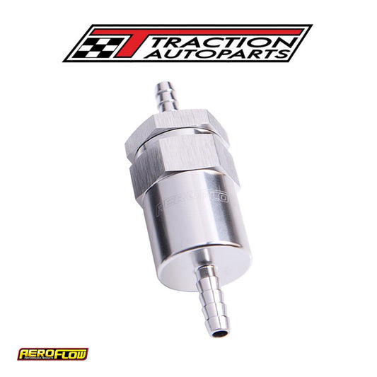 Billet Fuel Filter 1/2" Barb Silver 30 Micron Filter