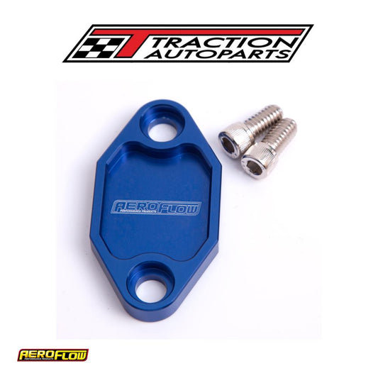 Billet Fuel Pump Block Off Plate Blue Suits Holden 308