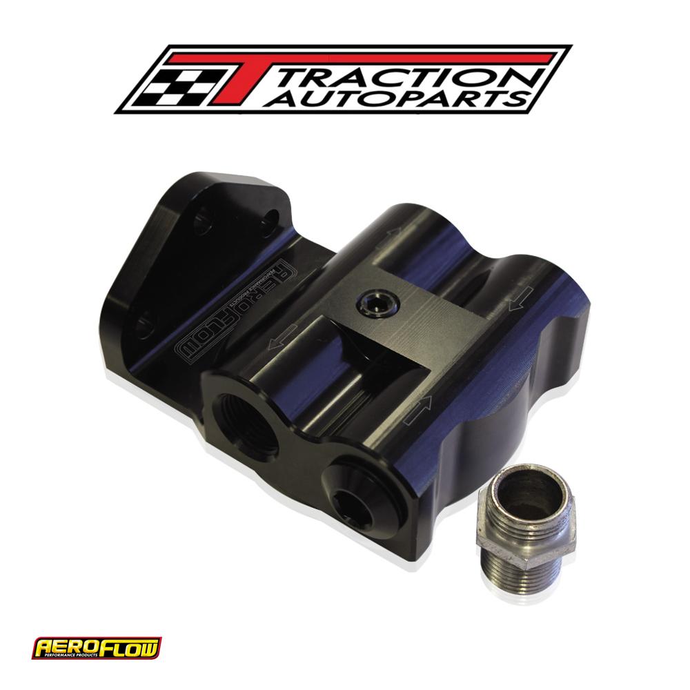 Billet Remote Oil Filter Mountblack, -8 Orb Female Ports