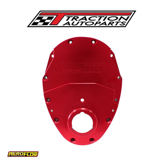 Sb Chev 350 V 6 2 Piece Timing Cover Kit Billet Red