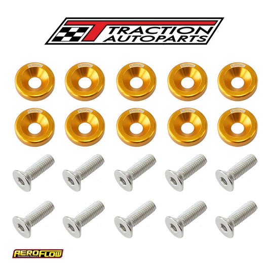 Billet Dress Up Fender Bolt 10 pack M 6 X 1.00 Uhl 20 mm Gold