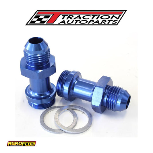 Holley Inlet Fitting -8 an Blue 7/8" X 20 To -8 an Long