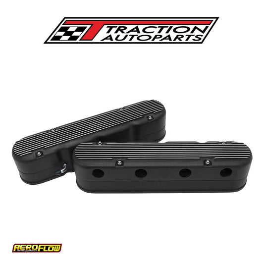 Gm Ls 2 Piece Valve Covers Cast Tall Retro Finned Black