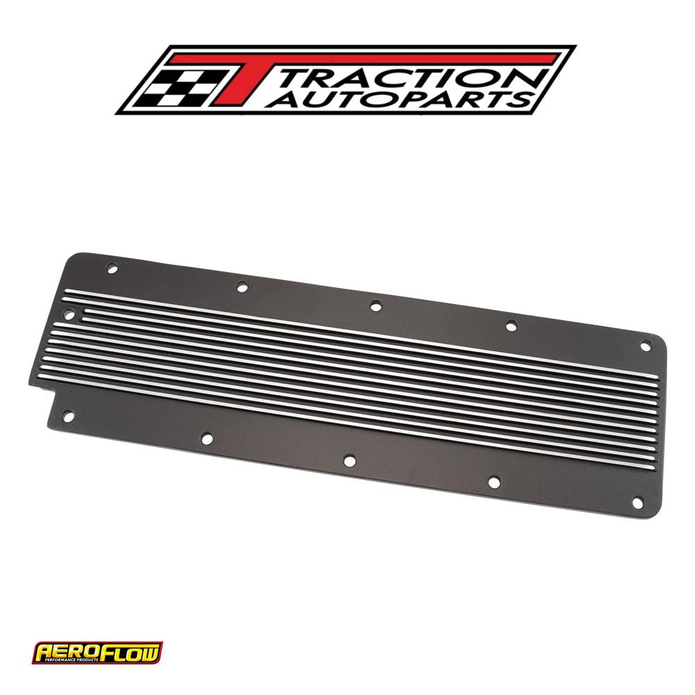Gm Ls 2 Finned Valley Plate Cover Black Cast Alloy Ls 3 Lsx Aeroflow - Af 77-5028 blk