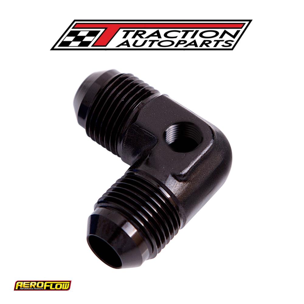 90 Deg Union -6 an With 1/8" Port Black