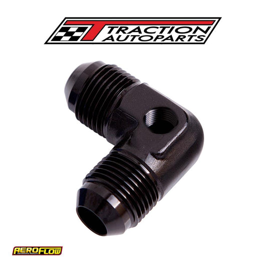 90 Deg Union -6 an With 1/8" Port Black