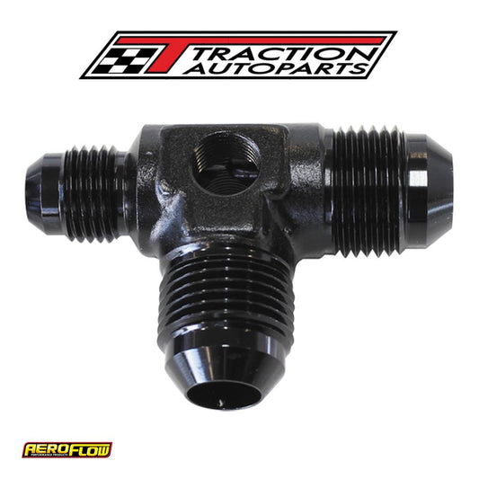 Male Flare Tee -8 an X 2 90 Degand 1 X -6 an 1/8 Port 2 Sides