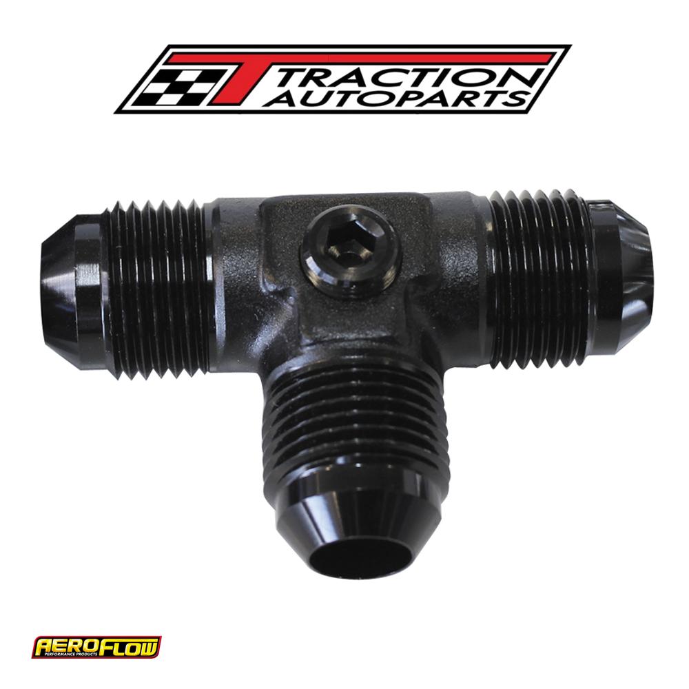 Male Flare Tee -6 an With 1/8" Port Black All Sides Male An