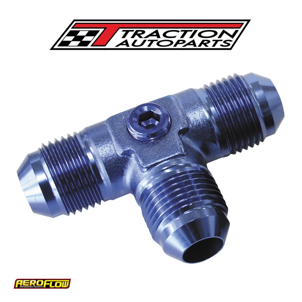 Male Flare Tee -8 an With 1/8" Port Blue All Sides Male An