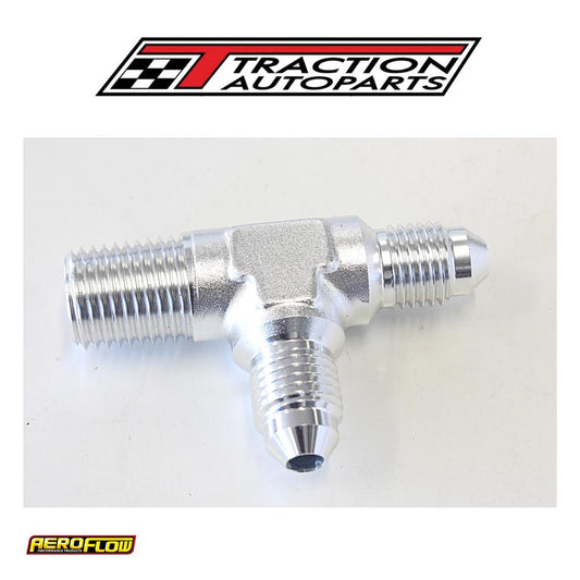 Tee -4 an With 1/4" Npt On Run Silver An Tee With Npt On Run