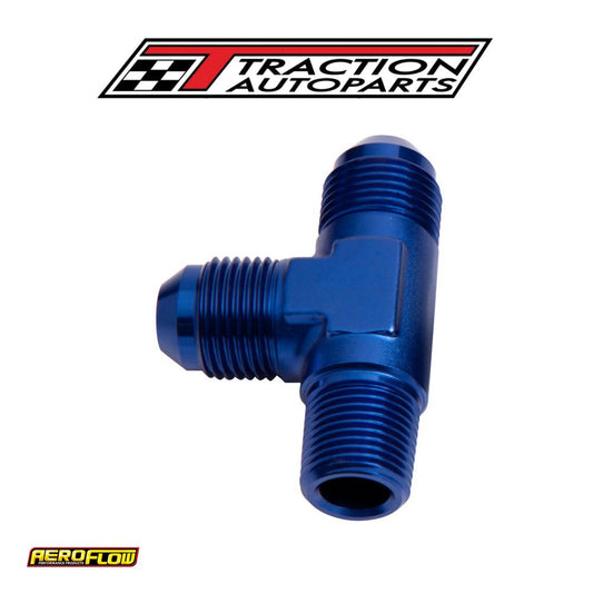 Tee -4 an With 1/8" Npt On Run Blue An Tee With Npt On Run