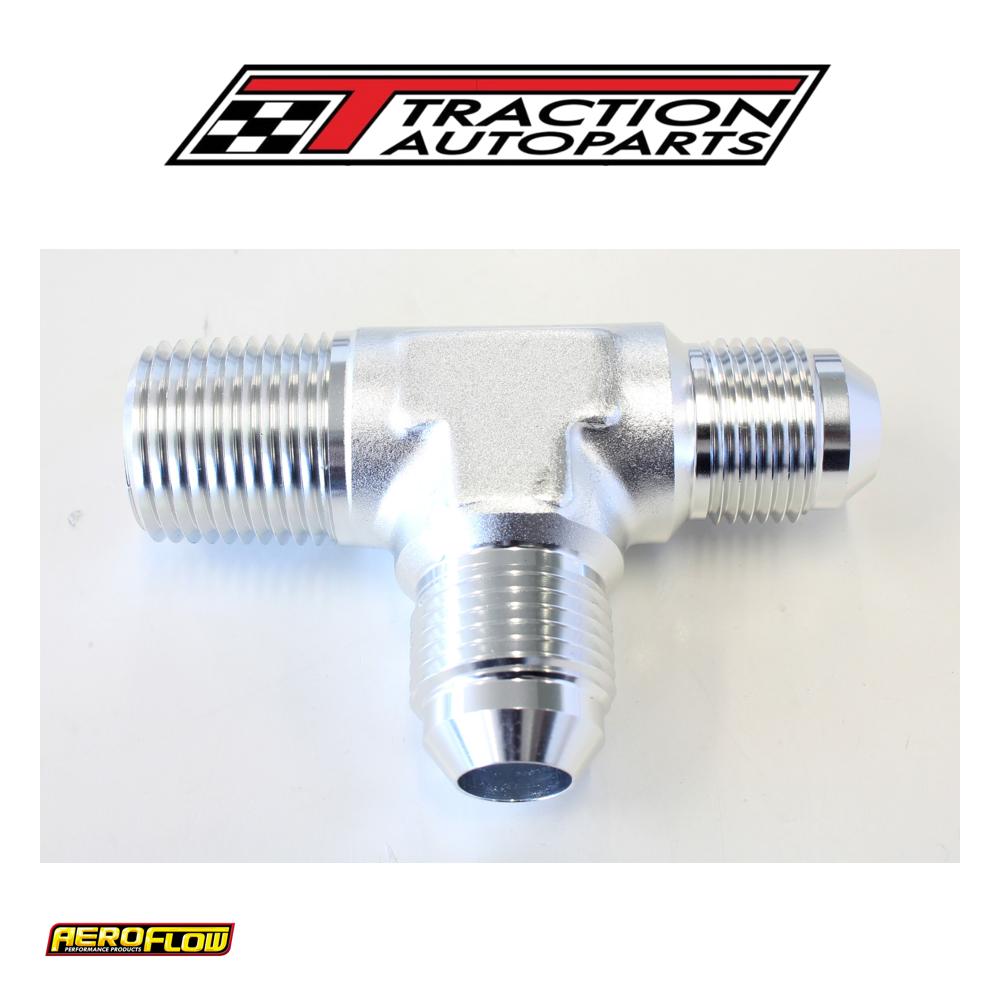 Tee -8 an With 1/2" Npt On Run Silver An Tee With Npt On Run