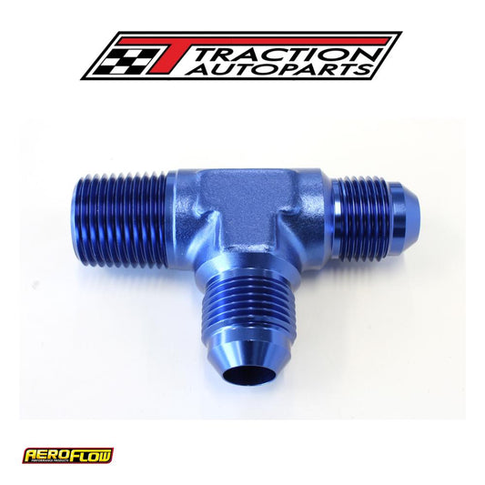 Tee -8 an With 1/2" Npt On Run Blue An Tee With Npt On Run