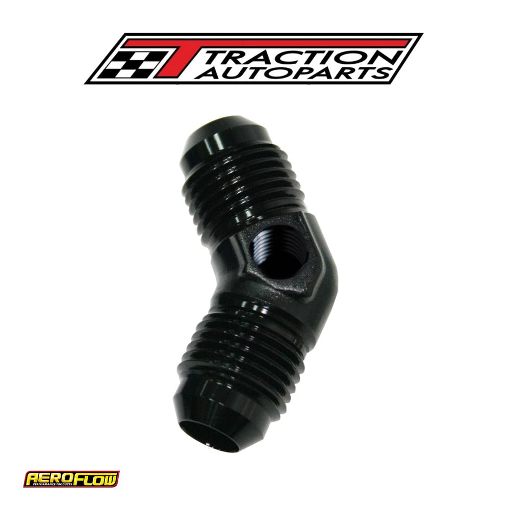 Male -8 45 Deg Union With 1/8"port Black