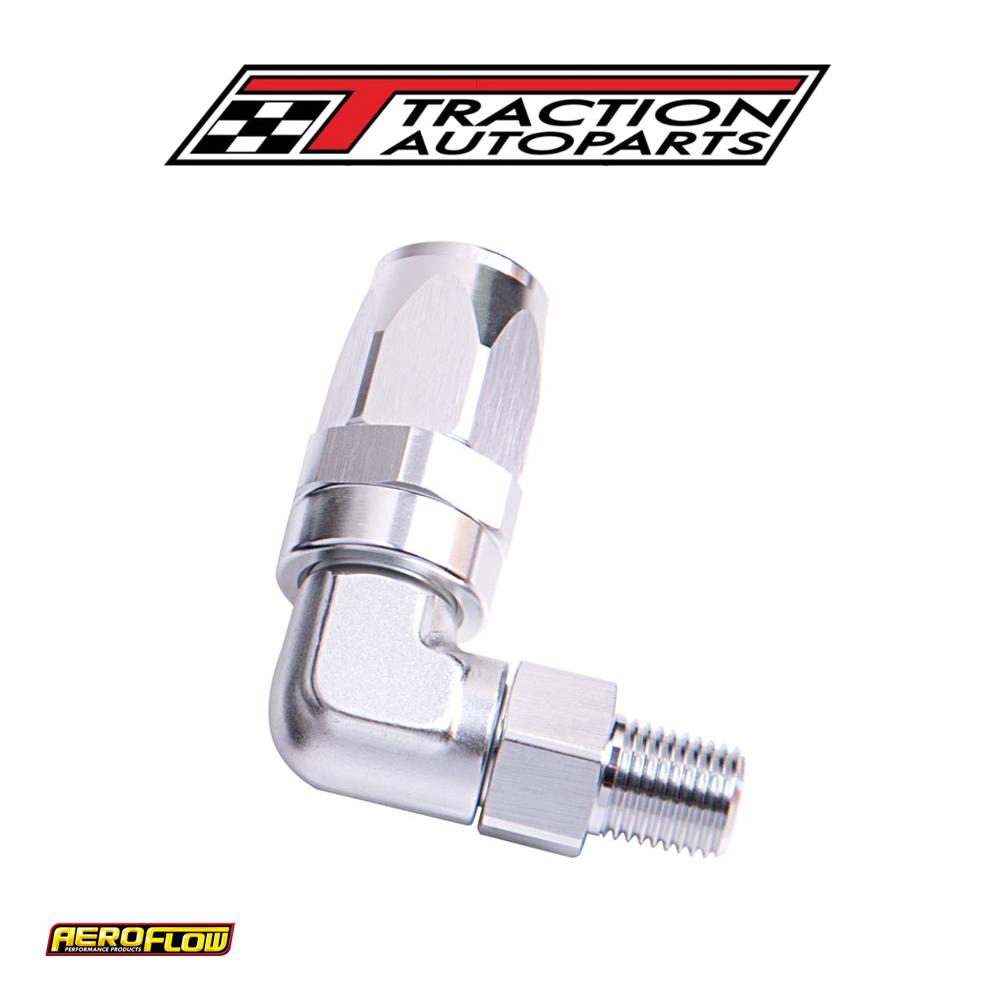 Male 3/8" Npt 90 Deg To -8 an Silver Full Swivel 90 Deg