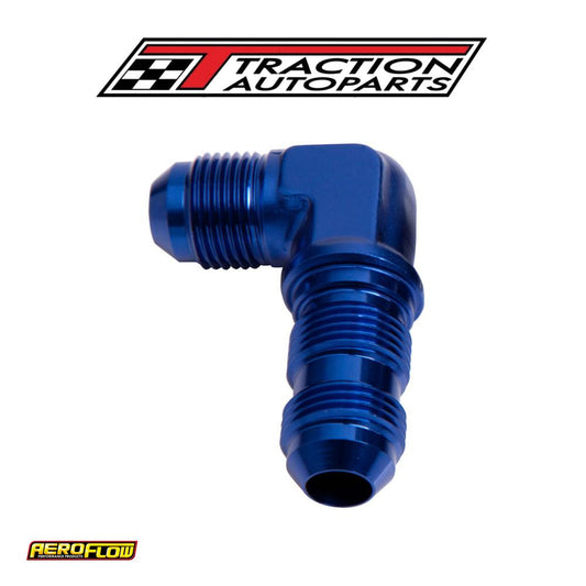 90 Deg Bulkhead -3 an Blue Bulkhead Nut Seperate