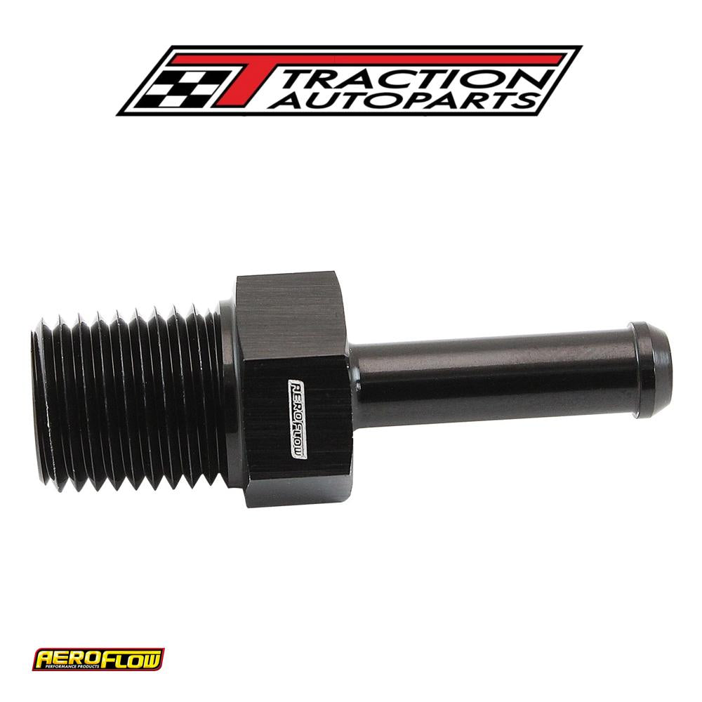 Male 1/4" Npt To 1/4" Barb Black Straight Male To Male