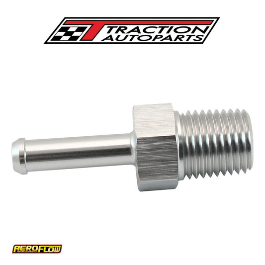 Male 1/4" Npt To 1/4" Barb Silver Straight Male To Male