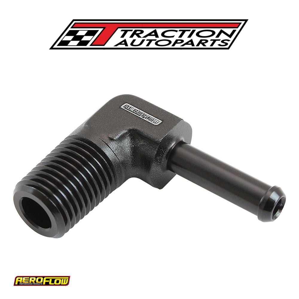 Male 1/4" Npt To 1/4" Barb Black 90 Degree Male To Male