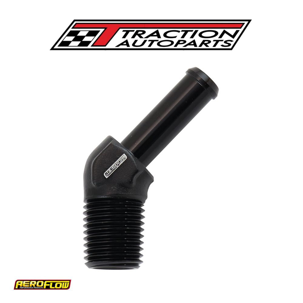 45 Deg 1/4" Npt To 5/16" Barb Black Straight Male To Male