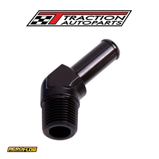 45 Deg 1/2" Npt To 3/8" Barb Black 45 Deg Male To Male