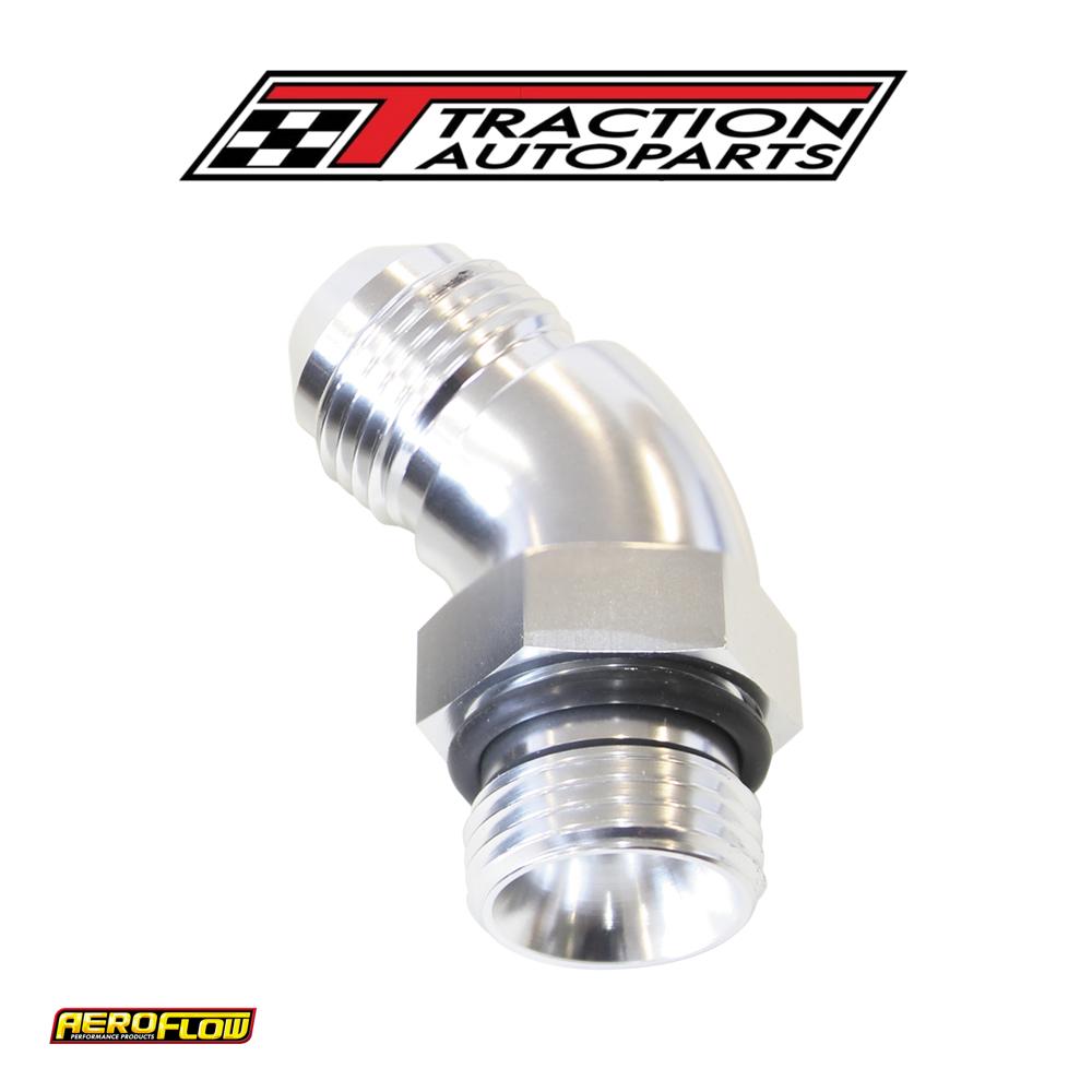 45 Deg -8 orb To -6 an Complete With Jam Nut And O-ring Silver