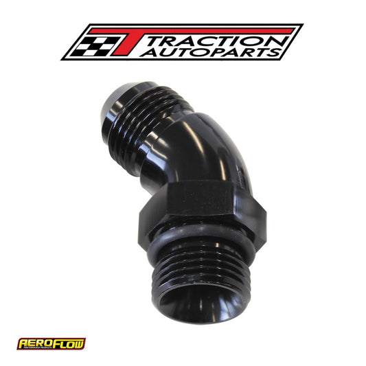 45 Deg -10 orb To -8 an Completewith Jam Nut And O-ring Black