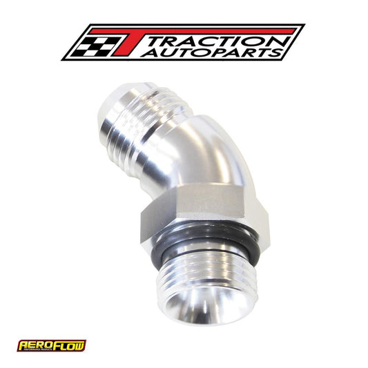 45 Deg -12 orb To -10 an Completwith Jam Nut And O-ring Silver