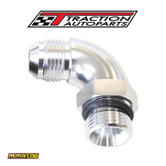 90 Deg -8 orb To -8 an Complete With Jam Nut And O-ring Silver