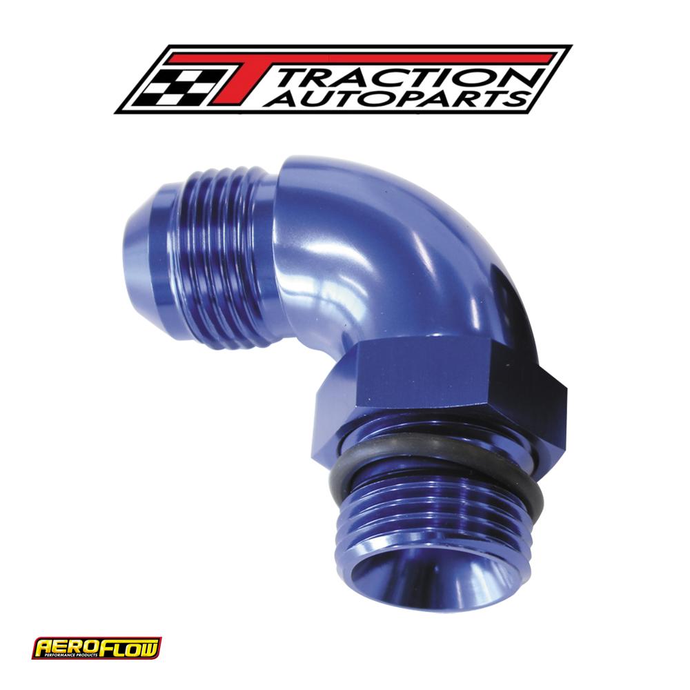 90 Deg -8 orb To -8 an Complete With Jam Nut And O-ring Blue