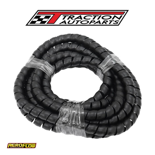 18.3 mm I.d Spiral Wrap Cover Braided Hose Wire 3.7 Meters Black Aeroflow - Af 91-9857