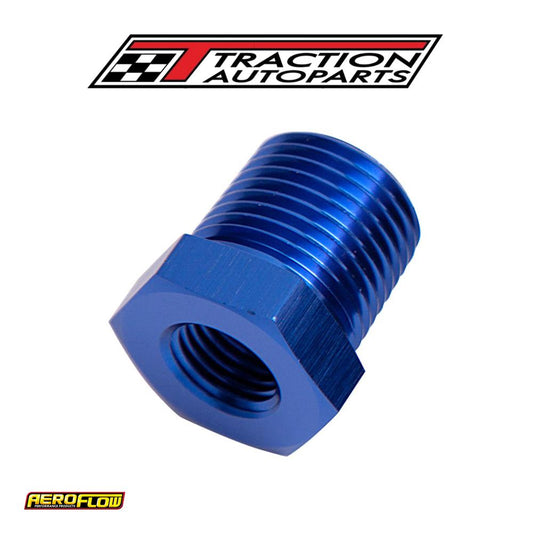 Npt Pipe Reducer, Blue 1/2" Npt Male, 1/8" Npt Female