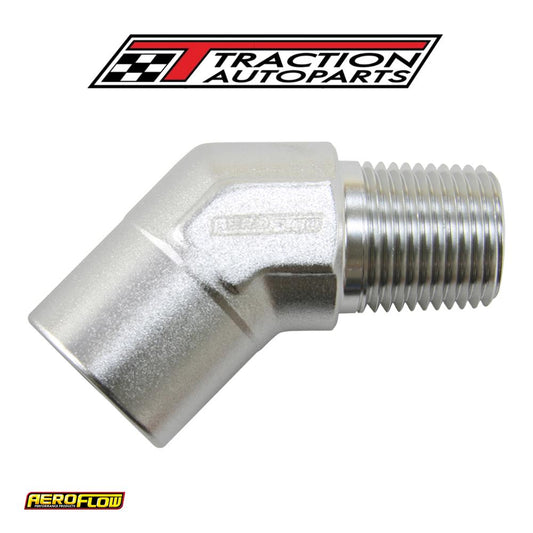 45 Deg Female - Male Elbow 1/4 Npt Silver