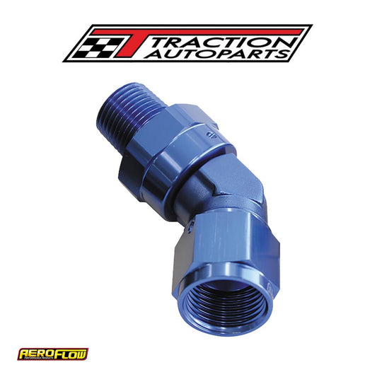 45 Deg 3/8 Npt To -10 an Femaleblue Full Swivel Fitting
