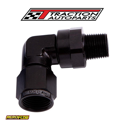 90 Deg 1/4" Npt To -8 an Black Female Swivel Nut